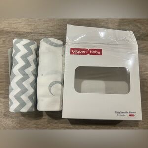 Glauren Baby Swaddle Blanket Set - Gray and White 3 pcs- 2 New & one gentle used